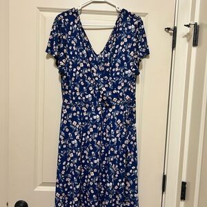 Kaileigh Navy Floral Midi Dress